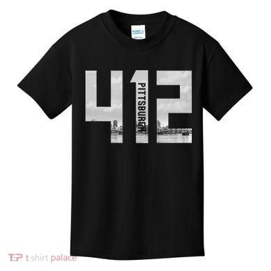 Vintage Pittsburgh Pennsylvania 412 Area Code Skyline Kids T-Shirt