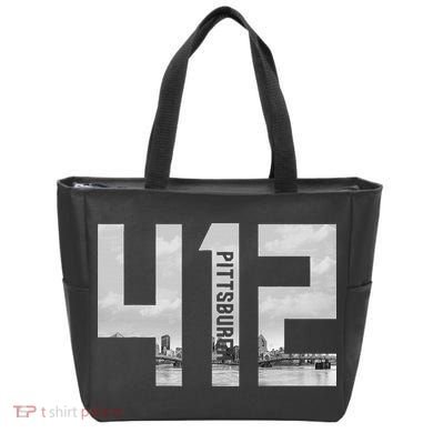 Vintage Pittsburgh Pennsylvania 412 Area Code Skyline Tote Bag