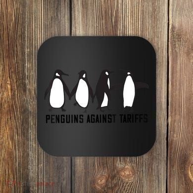 Vintage Penguins Protest Against Funny Penguins Tariffs  Coaster