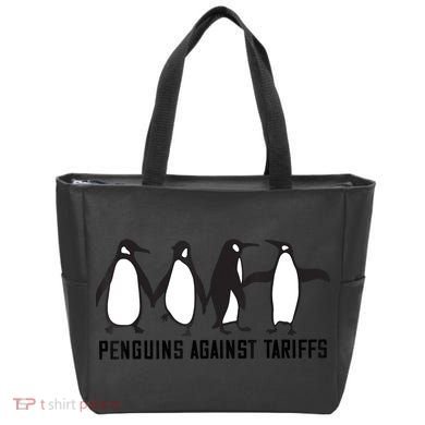 Vintage Penguins Protest Against Funny Penguins Tariffs  Tote Bag