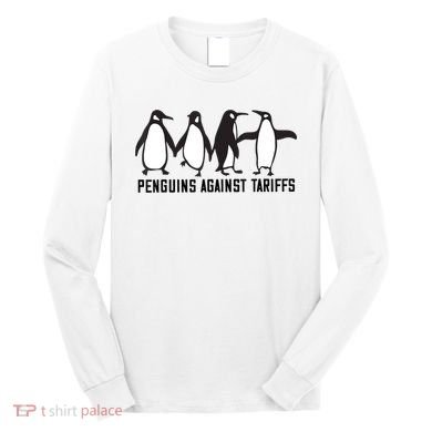 Vintage Penguins Protest Against Funny Penguins Tariffs  Long Sleeve Shirt