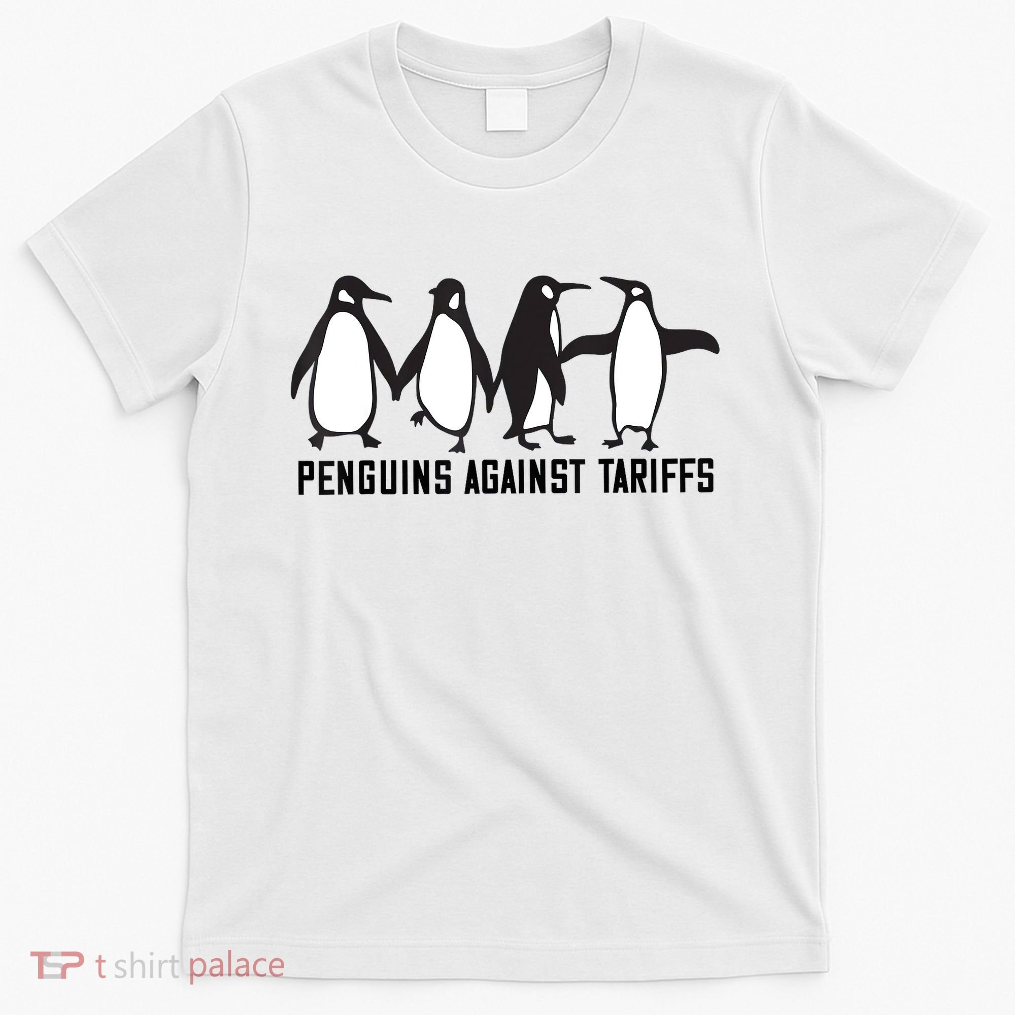 Vintage Penguins Protest Against Funny Penguins Tariffs  T-Shirt