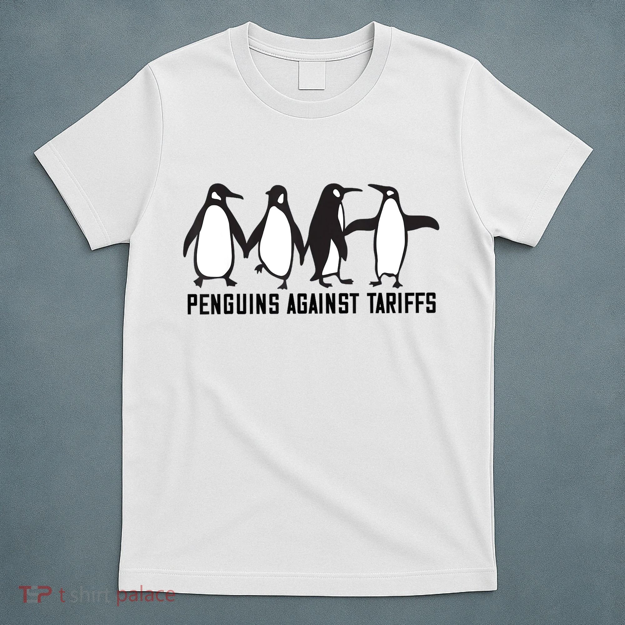 Vintage Penguins Protest Against Funny Penguins Tariffs  T-Shirt