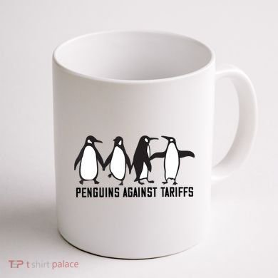Vintage Penguins Protest Against Funny Penguins Tariffs  Coffee Mug back