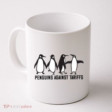 Vintage Penguins Protest Against Funny Penguins Tariffs  Coffee Mug