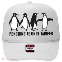 Vintage Penguins Protest Against Funny Penguins Tariffs  Hat thumb 0