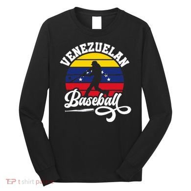Venezuela Pride Roots Baseball Player Retro Softball Long Sleeve Shirt