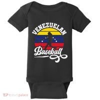 Venezuela Pride Roots Baseball Player Retro Softball Baby Bodysuit thumb 0