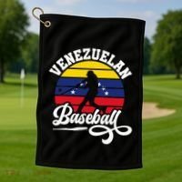 Venezuela Pride Roots Baseball Player Retro Softball Golf Towel thumb 1
