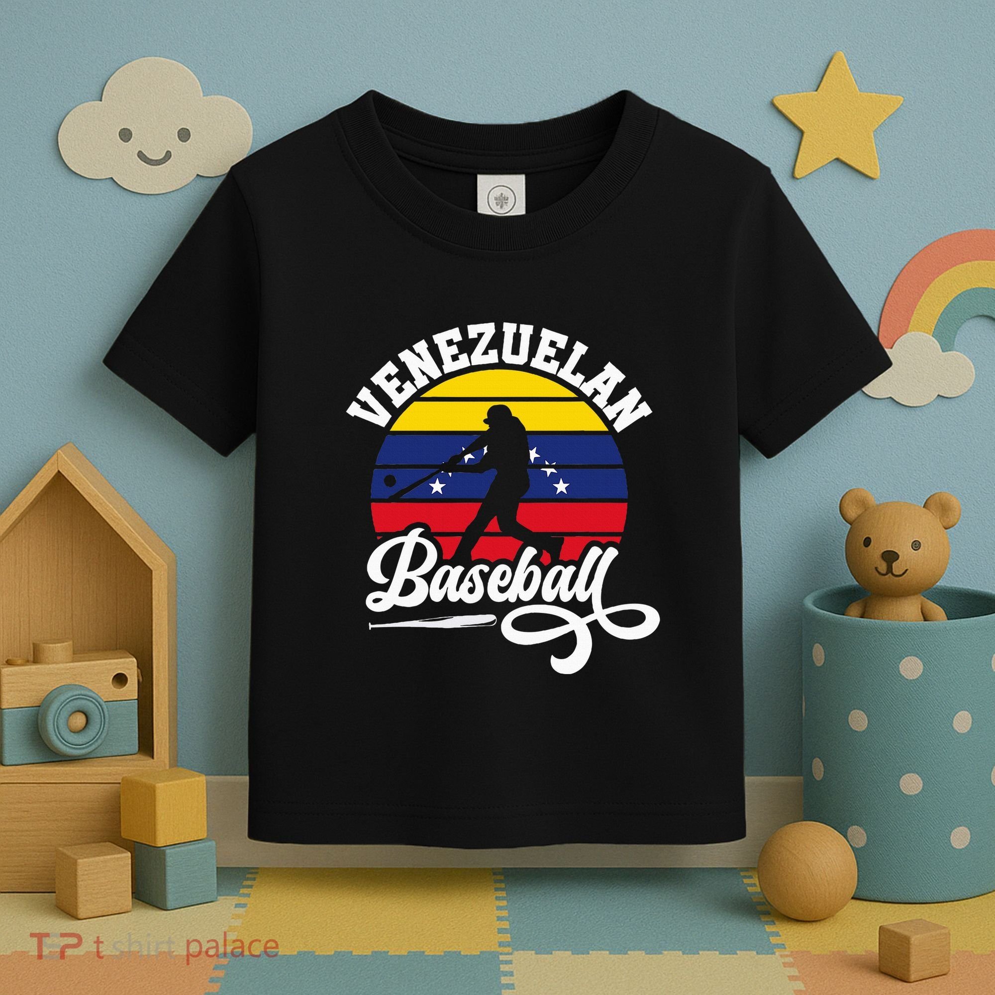 Venezuela Pride Roots Baseball Player Retro Softball Toddler T-Shirt
