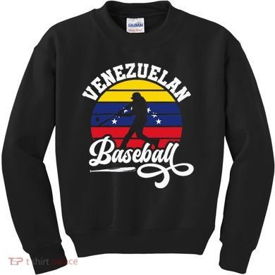 Venezuela Pride Roots Baseball Player Retro Softball Kids Sweatshirt