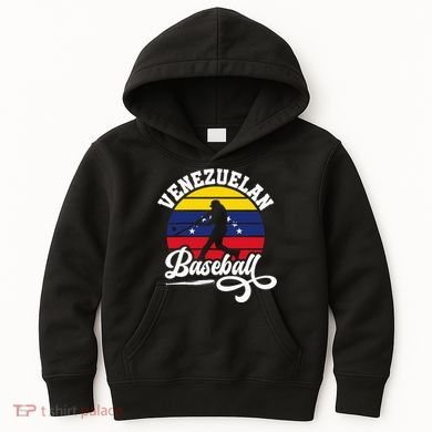 Venezuela Pride Roots Baseball Player Retro Softball Kids Hoodie