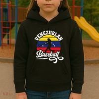 Venezuela Pride Roots Baseball Player Retro Softball Kids Hoodie thumb 3