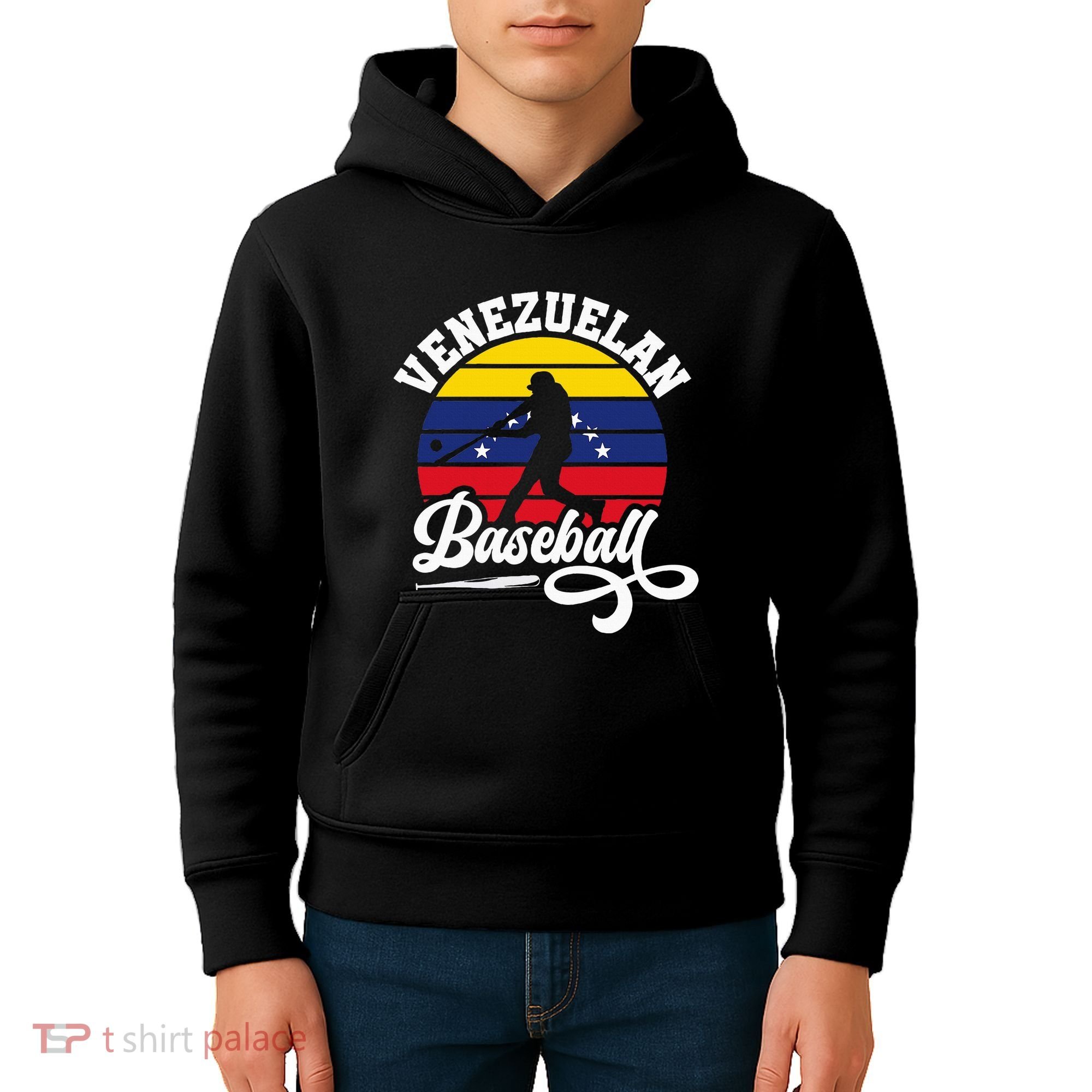 Venezuela Pride Roots Baseball Player Retro Softball Kids Hoodie