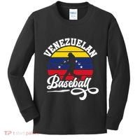 Venezuela Pride Roots Baseball Player Retro Softball Kids Long Sleeve Shirt thumb 0