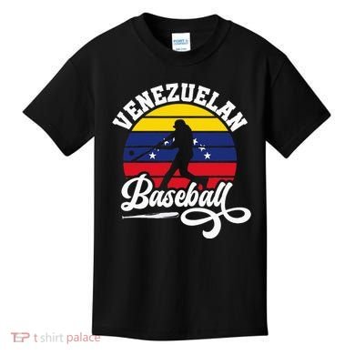 Venezuela Pride Roots Baseball Player Retro Softball Kids T-Shirt