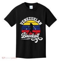Venezuela Pride Roots Baseball Player Retro Softball Kids T-Shirt thumb 0