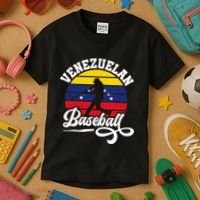 Venezuela Pride Roots Baseball Player Retro Softball Kids T-Shirt thumb 3