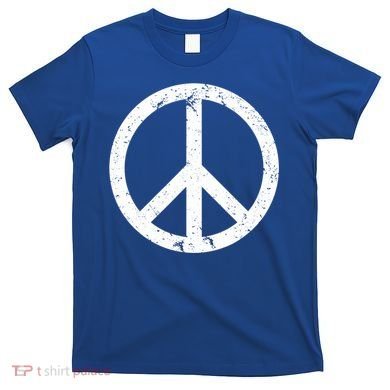 Vintage Peace Sign White Distressed Gift T-Shirt