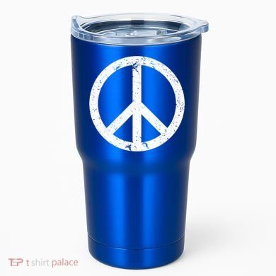 Vintage Peace Sign White Distressed Gift Tumbler