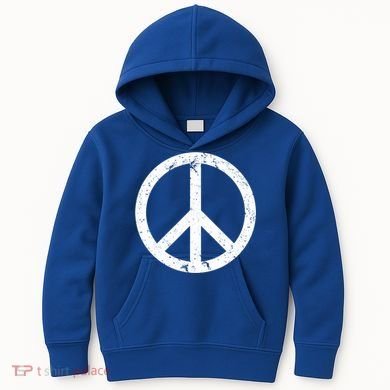 Vintage Peace Sign White Distressed Gift Kids Hoodie
