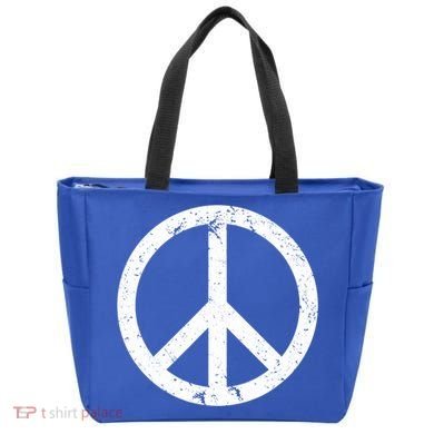 Vintage Peace Sign White Distressed Gift Tote Bag