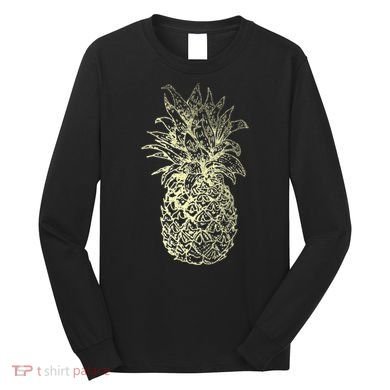 Vintage Pineapple Summer Vacation Graphic Long Sleeve Shirt