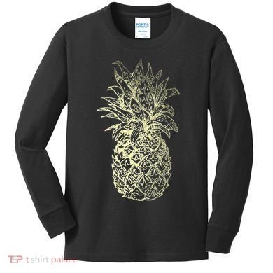 Vintage Pineapple Summer Vacation Graphic Kids Long Sleeve Shirt