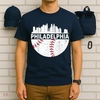 Vintage Philadelphia Skyline Baseball Retro Philly Cityscap T-Shirt thumb 6