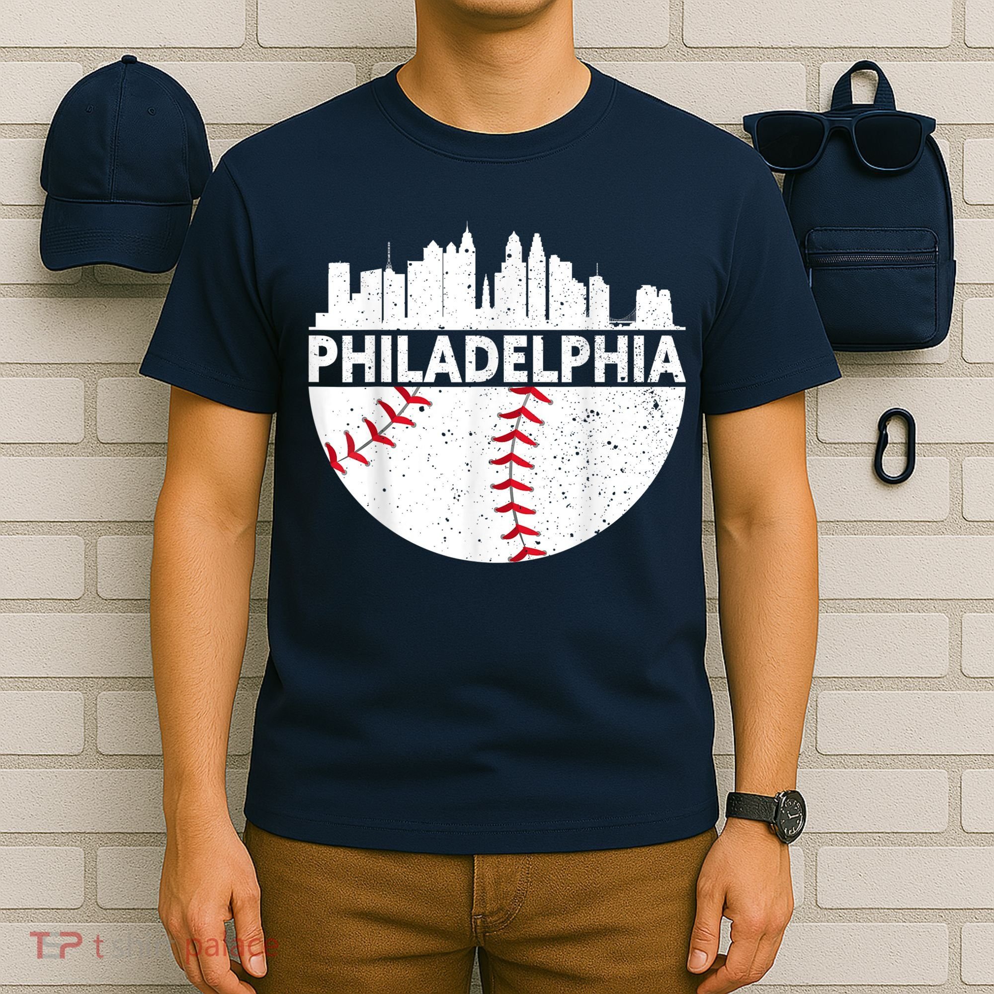Vintage Philadelphia Skyline Baseball Retro Philly Cityscap T-Shirt