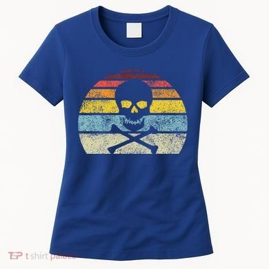 Vintage Pirate Skull Crossbones Flag Retro Style Halloween Women's T-Shirt