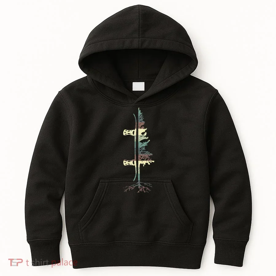 Vintage Pine Snowboard Snowboarding Kids Hoodie