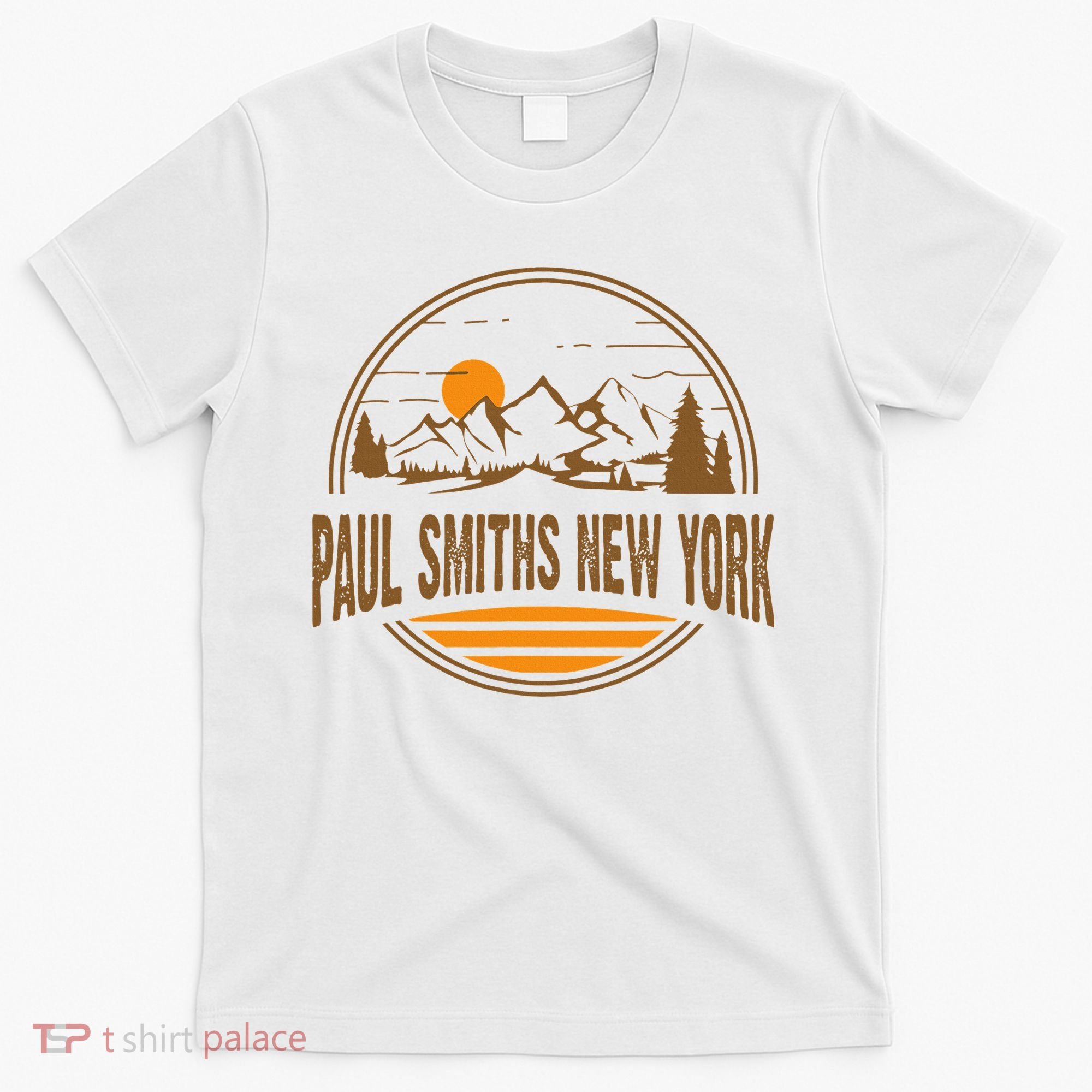 Vintage Paul Smiths New York Mountain Hiking Souvenir Print T-Shirt
