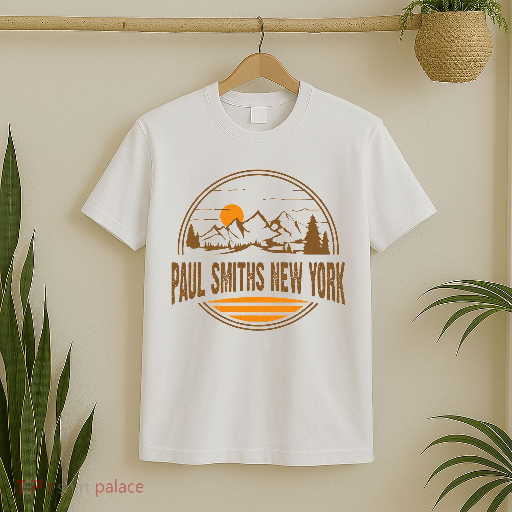 Vintage Paul Smiths New York Mountain Hiking Souvenir Print T-Shirt