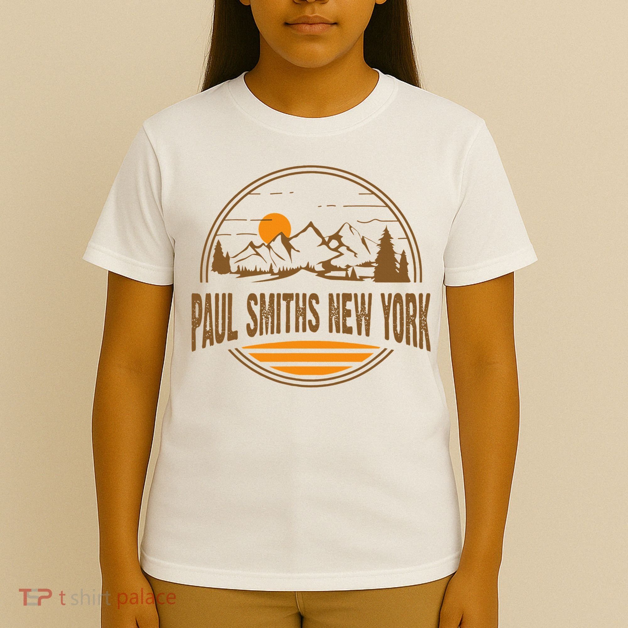 Vintage Paul Smiths New York Mountain Hiking Souvenir Print T-Shirt