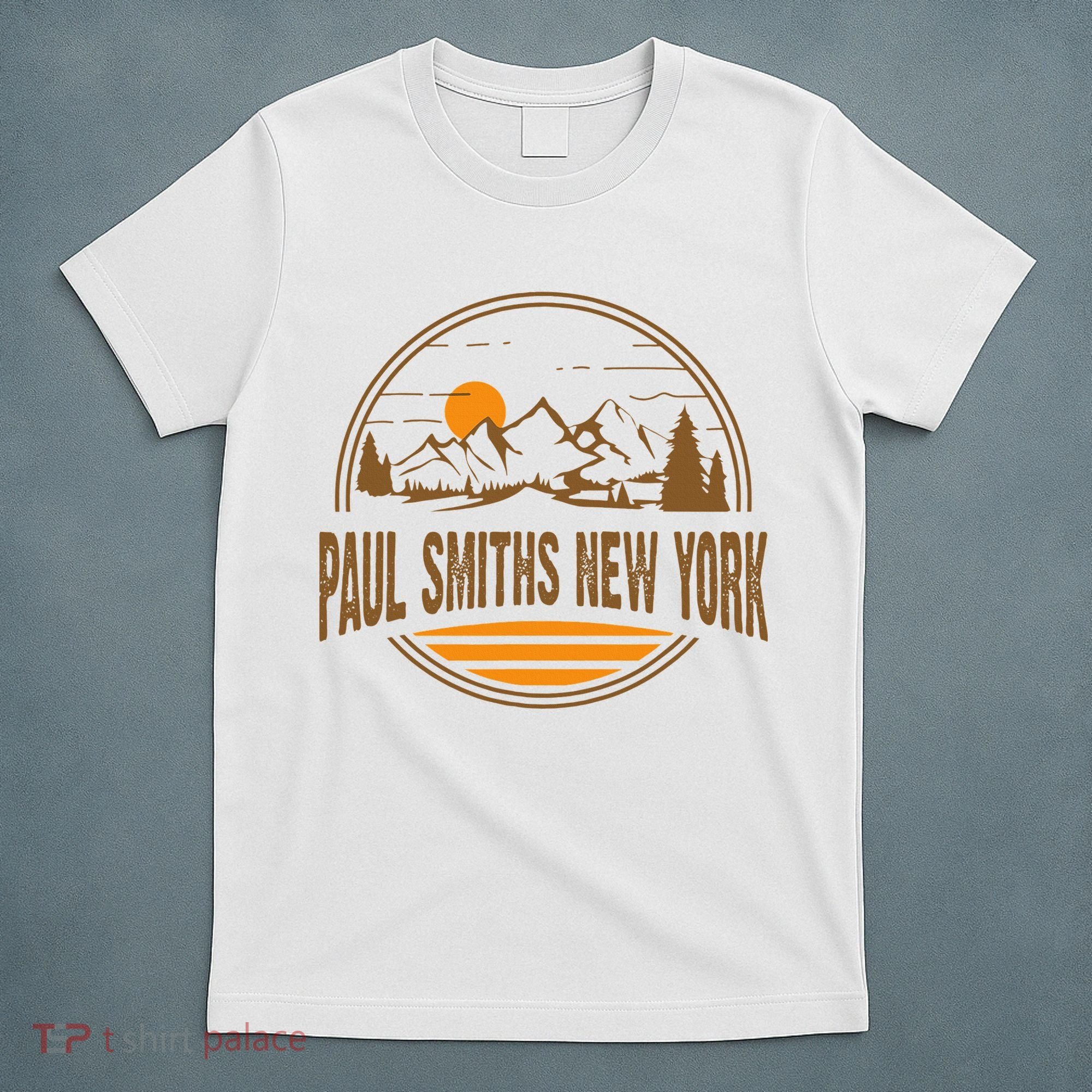 Vintage Paul Smiths New York Mountain Hiking Souvenir Print T-Shirt