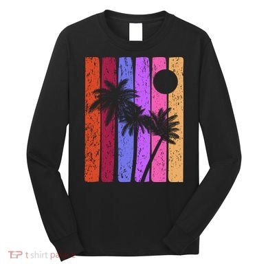 Vintage Palm Tree Retro Summer Vacation Beach Long Sleeve Shirt