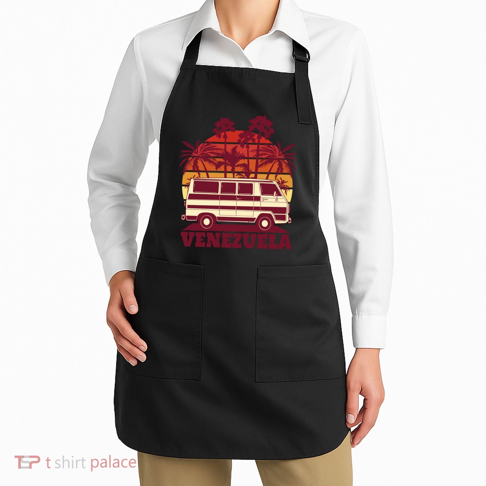 Venezuela Palm Tree Sunset Retro Apron