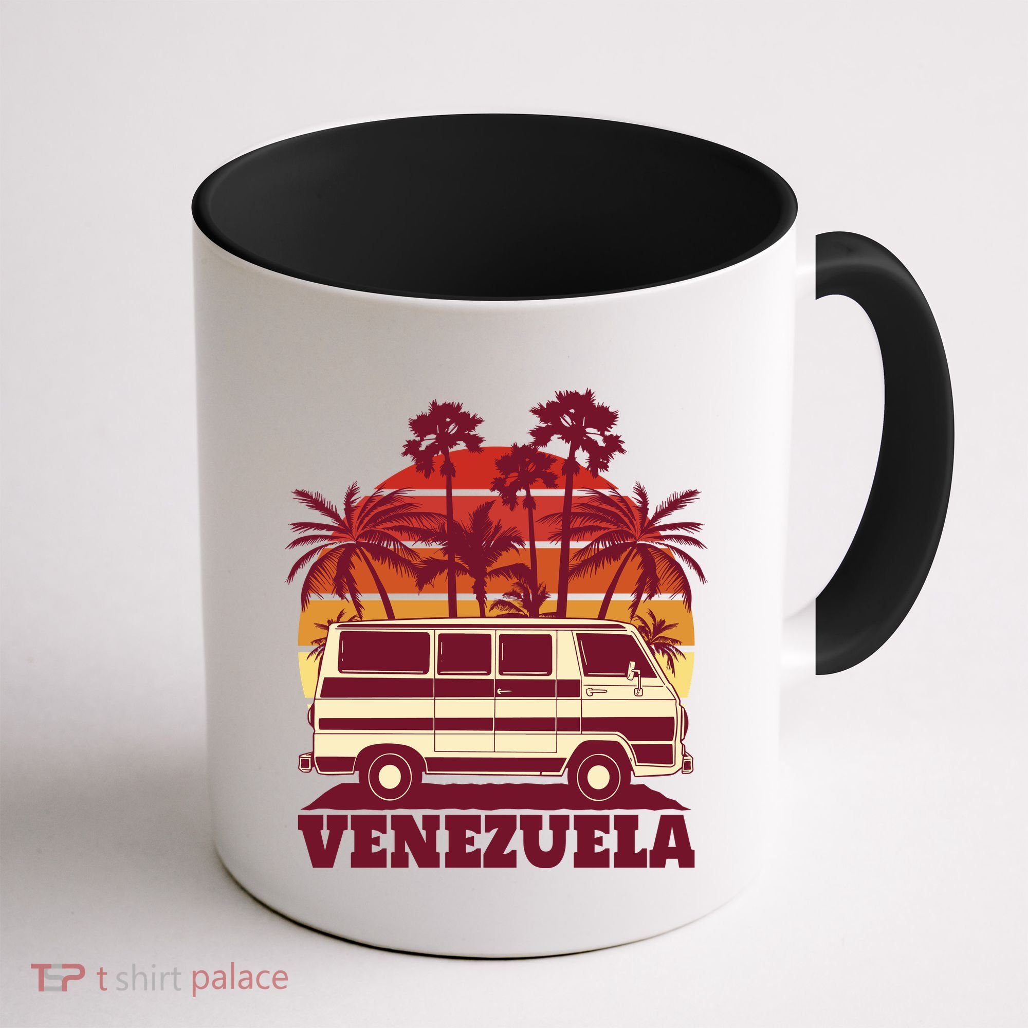 Venezuela Palm Tree Sunset Retro Coffee Mug