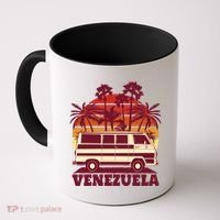 Venezuela Palm Tree Sunset Retro Coffee Mug thumb 0