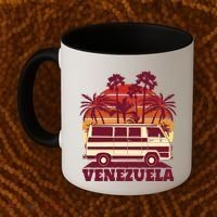 Venezuela Palm Tree Sunset Retro Coffee Mug thumb 2
