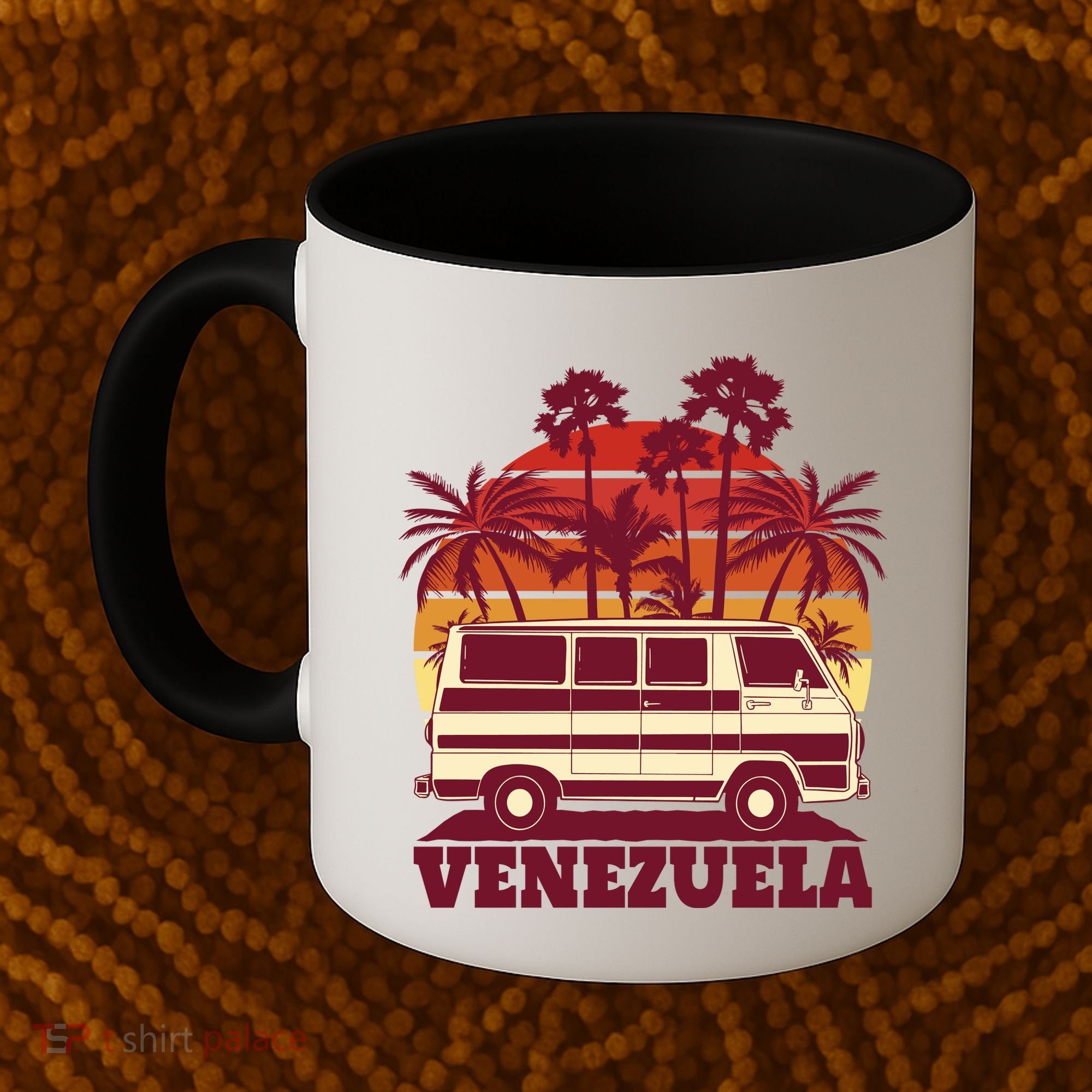 Venezuela Palm Tree Sunset Retro Coffee Mug