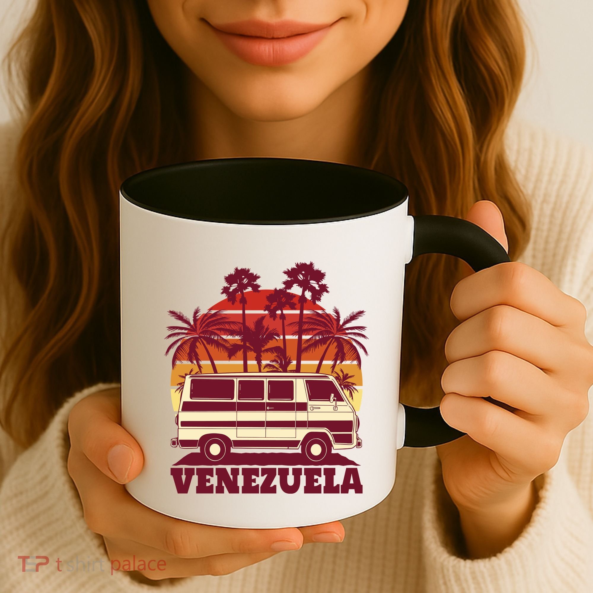 Venezuela Palm Tree Sunset Retro Coffee Mug
