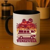 Venezuela Palm Tree Sunset Retro Coffee Mug thumb 4