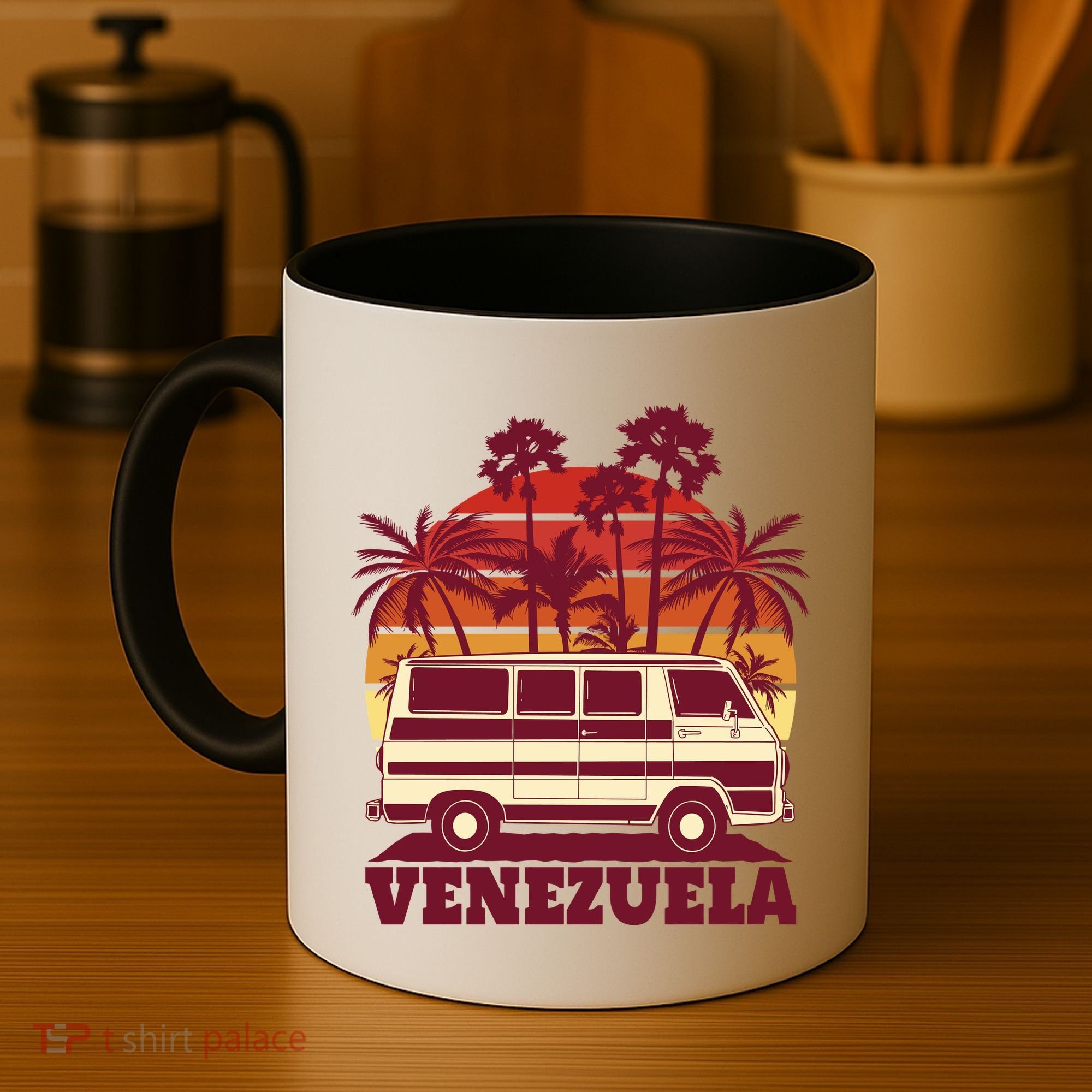 Venezuela Palm Tree Sunset Retro Coffee Mug