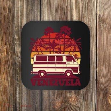 Venezuela Palm Tree Sunset Retro Coaster