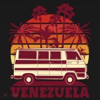 Venezuela Palm Tree Sunset Retro Pajama Set thumb 2