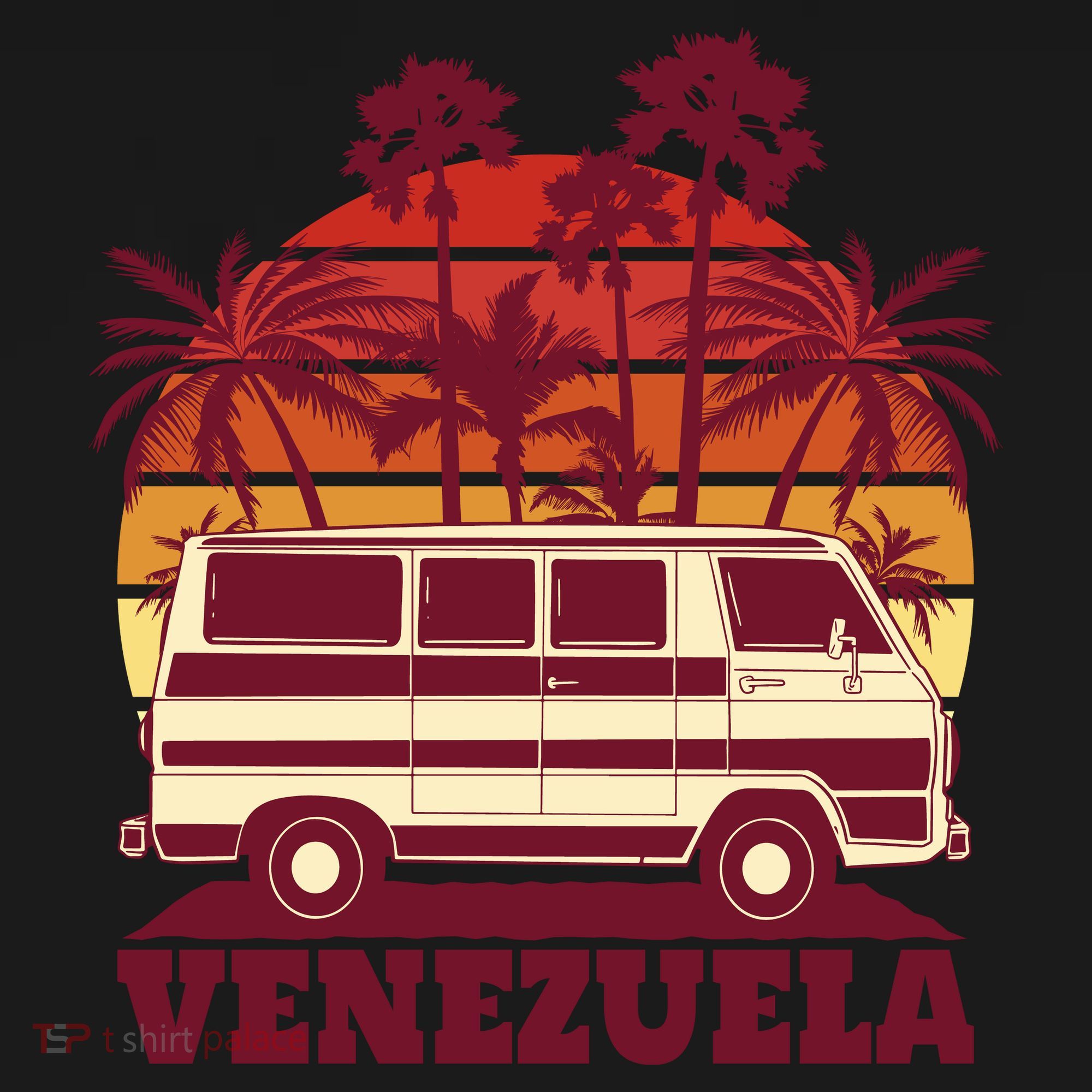 Venezuela Palm Tree Sunset Retro Pajama Set
