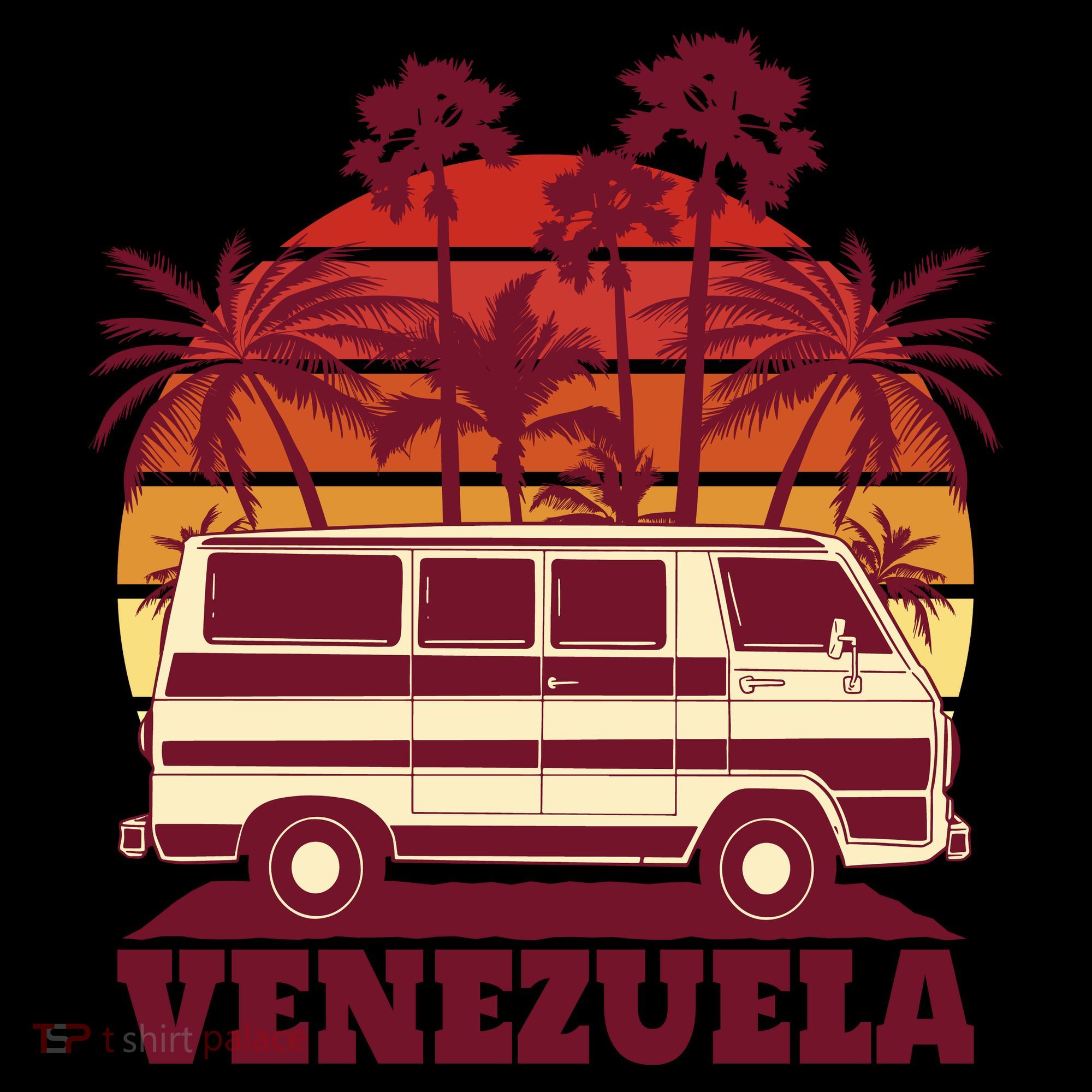 Venezuela Palm Tree Sunset Retro Ornament
