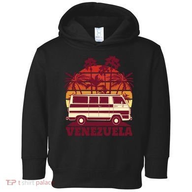 Venezuela Palm Tree Sunset Retro Toddler Hoodie